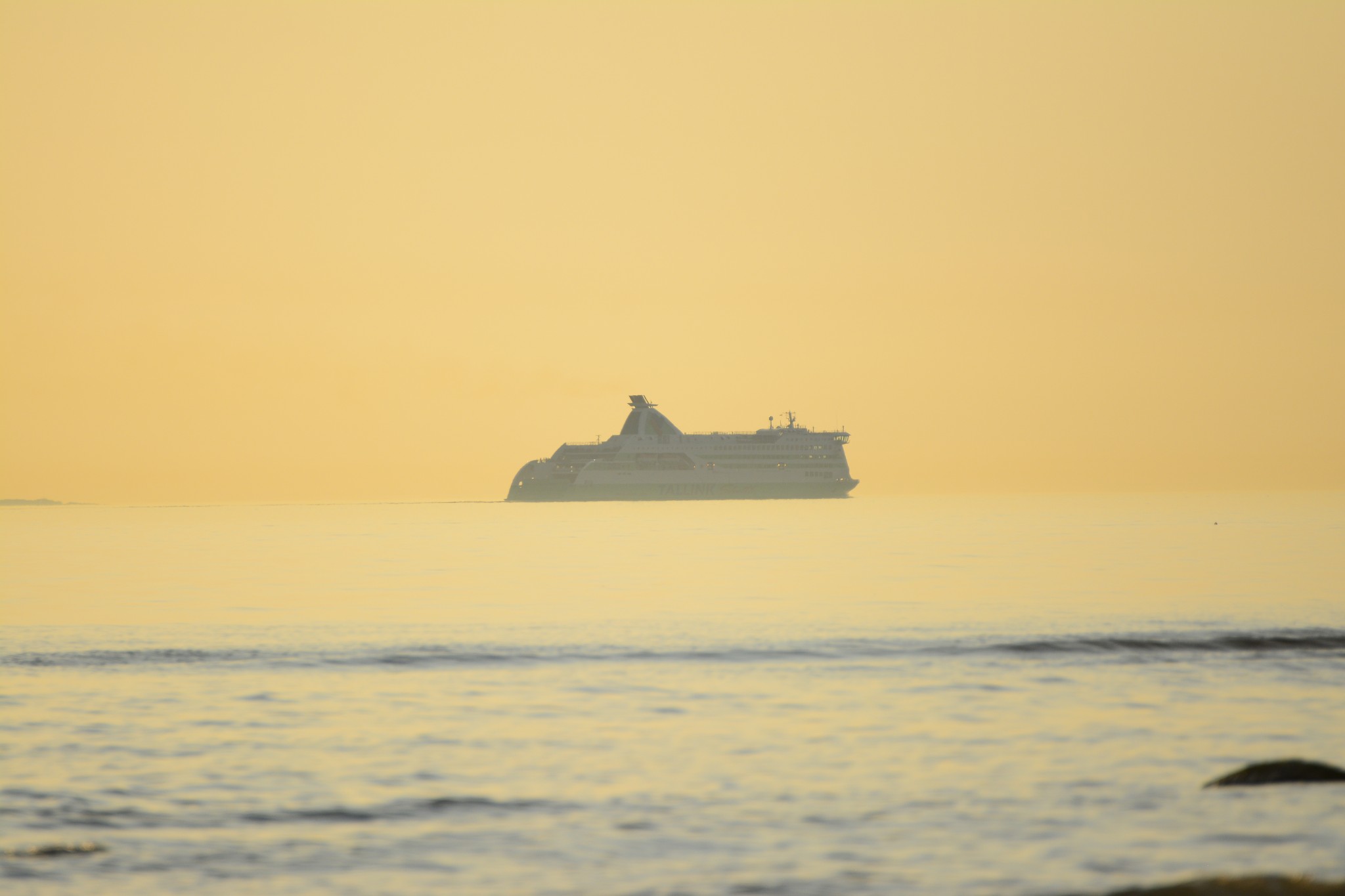 evening sea ship