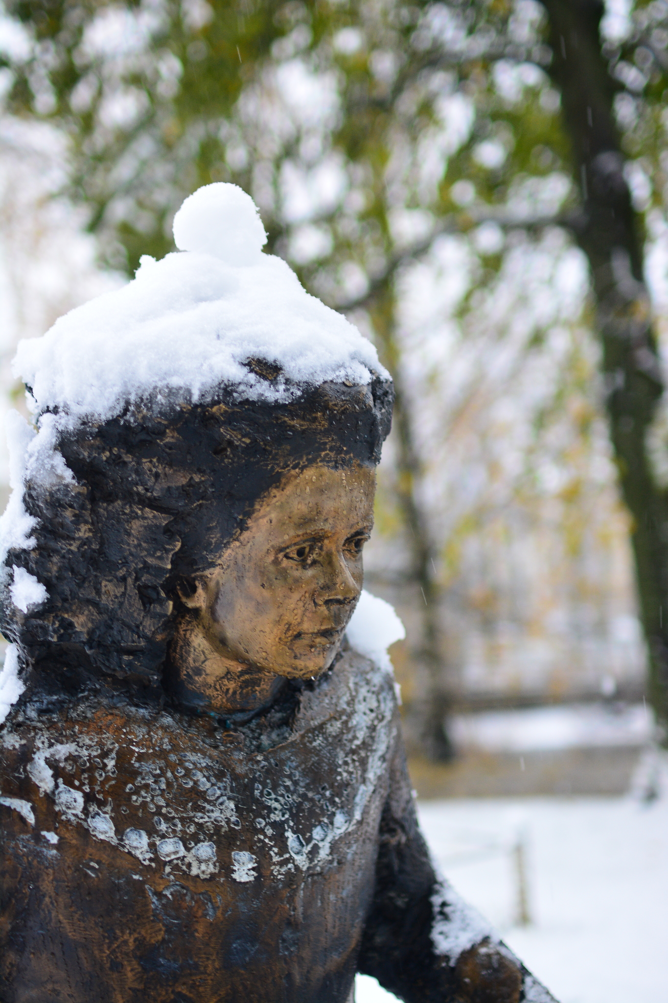 snow winter statue tartu