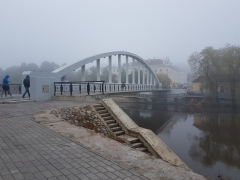Bridge in foggy morning bridge for morning fall