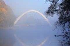 Bridge in fog bridge fog tartu morning
